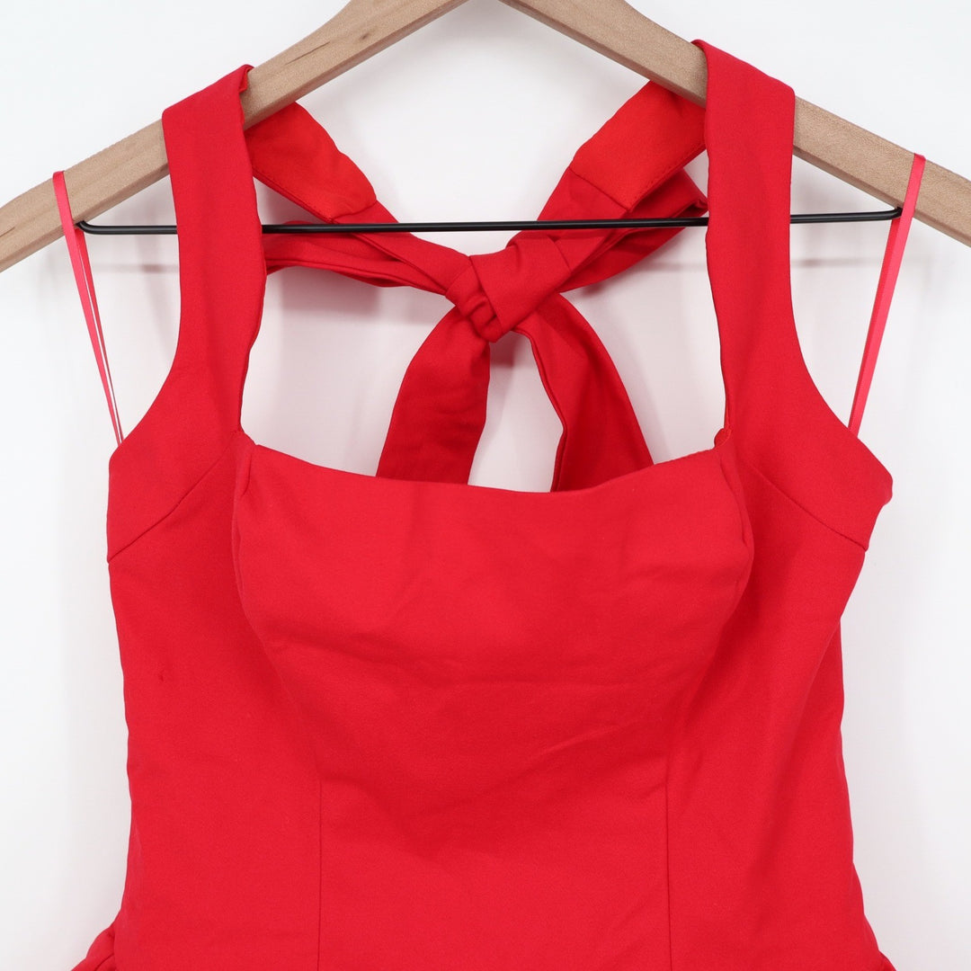 Showpo Helda Red Mini Dress Halter Tie Neck Corset Panel Bow Back Size 8