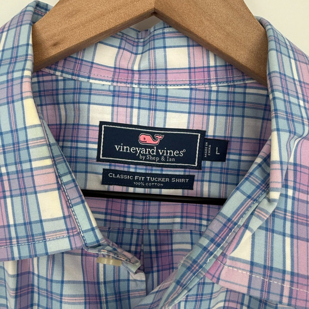 Vineyard Vines Tucker Shirt Mens Large Multicolor Plaid Cotton Classic Fit Logo
