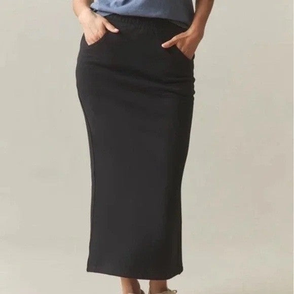 American Giant Midweight Fleece Straight & Pencil Skirt Womens S Black Back Slit