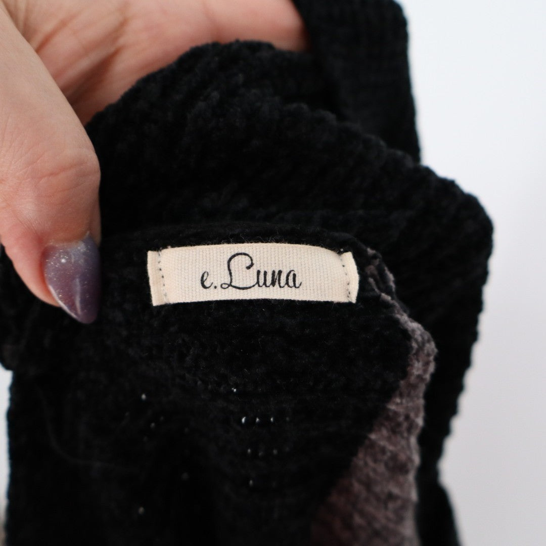 E.Luna Seasonal Fashion Poncho Women's One Size Multi Colorblock Knit Ribbed