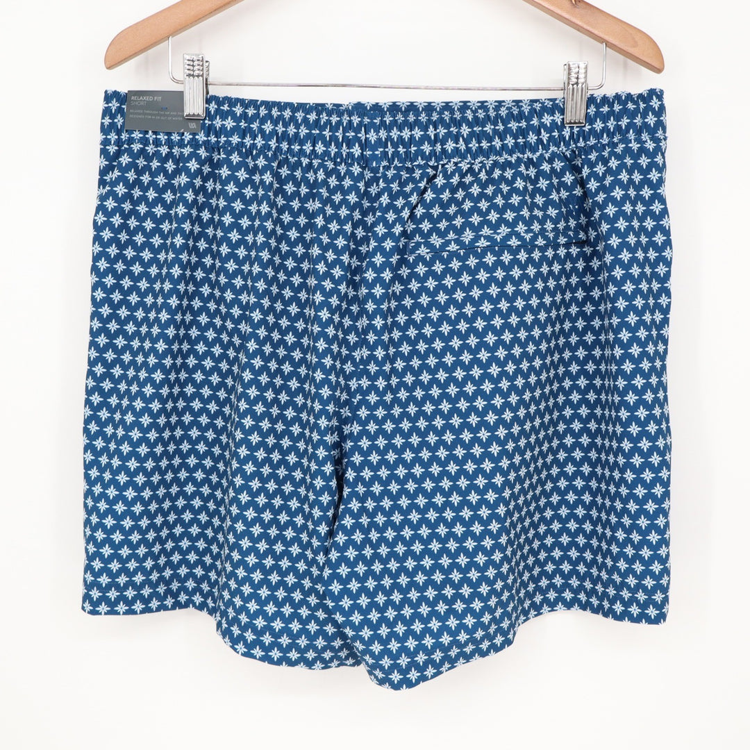 VRST Mens Resort Short 6" Deep Denim Print Blue Floral Stretch Relaxed Fit L