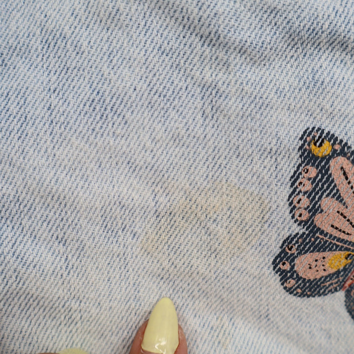 Old Navy Girls Size 14 High Rise Butterfly Embroidered Denim Shorts Light Wash