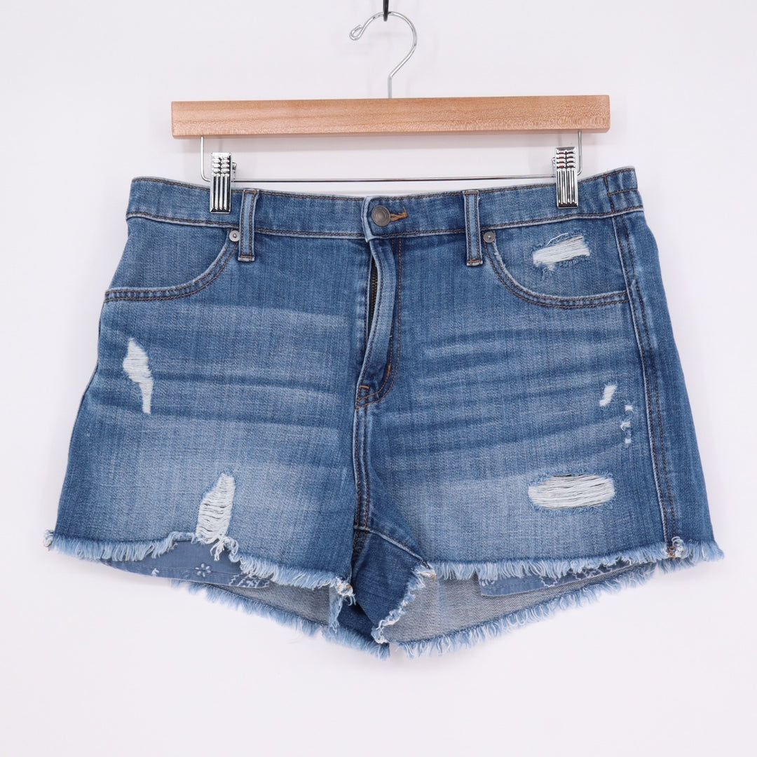 Aerie Daydream Cut-Off Shorts Womens Medium Blue Denim Cotton Raw Hem Distressed