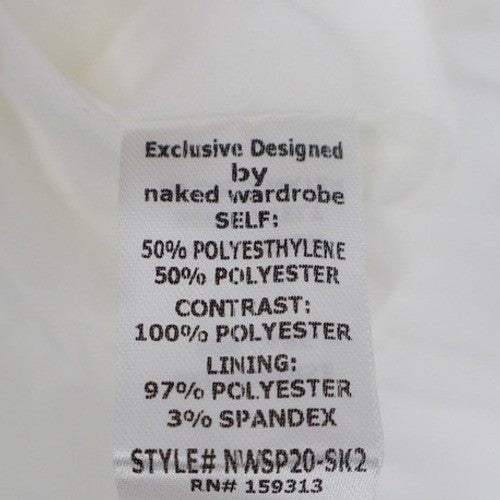 Naked Wardrobe White Sequin Lace Pleated Ruffle Mini Skirt Womens Small