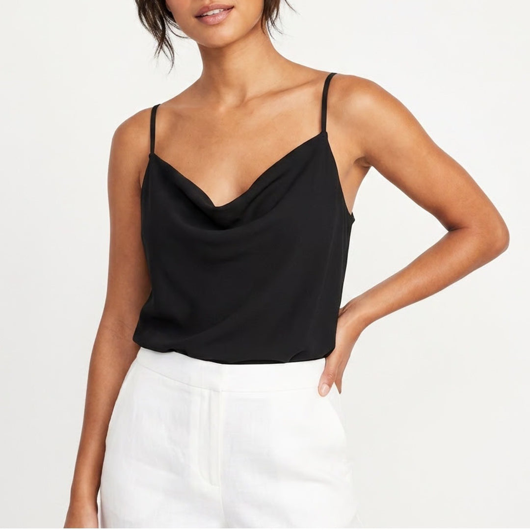 Old Navy Womens Black Cowl Neck Camisole Top Adjustable Straps Size M
