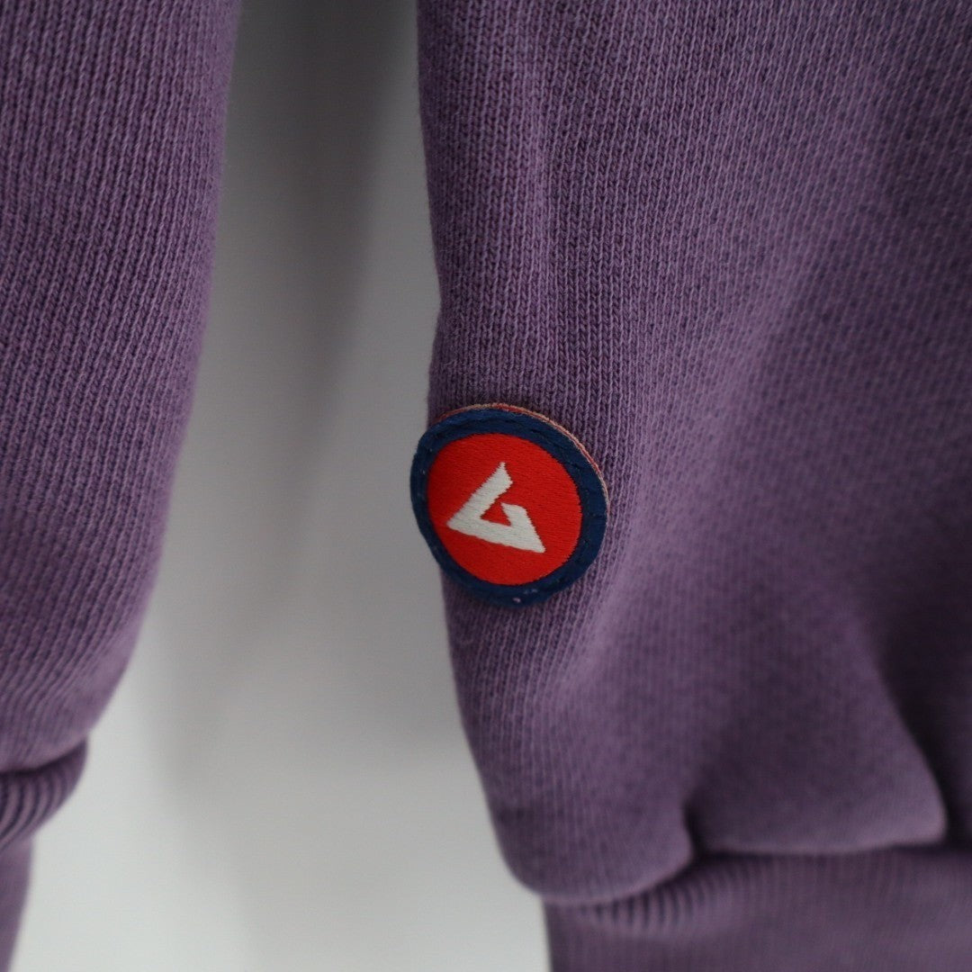American Giant Hoodie Mens Large Purple Logo Fleece Lined Cotton Drop Shoulder