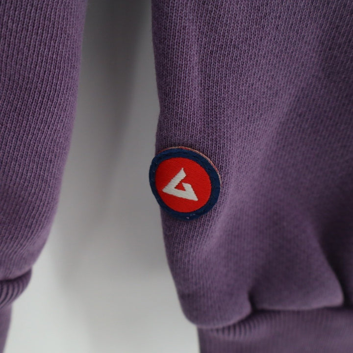 American Giant Hoodie Mens Large Purple Logo Fleece Lined Cotton Drop Shoulder