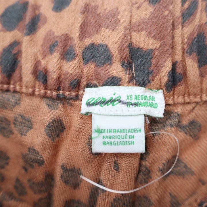 Aerie Leopard Print Relaxed Drawstring Pants Brown Animal Print XS Regular