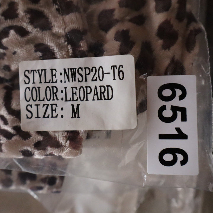 Naked Wardrobe Womens Leopard Print Knot Front Crop Top Long Sleeve M