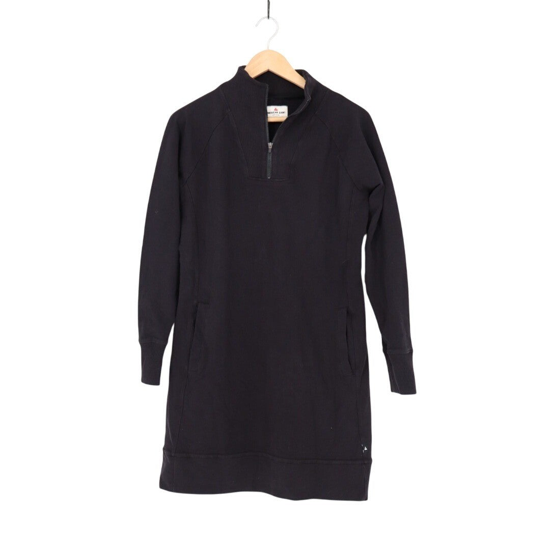 American Giant Black Sweatshirt Dress Size M Quarter Zip Made USA