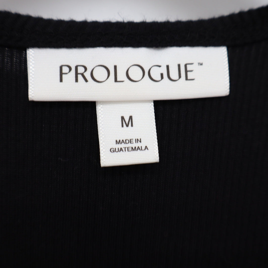 Prologue Womens Black Ribbed Tank Top High Neck Sleeveless Slim Fit Medium