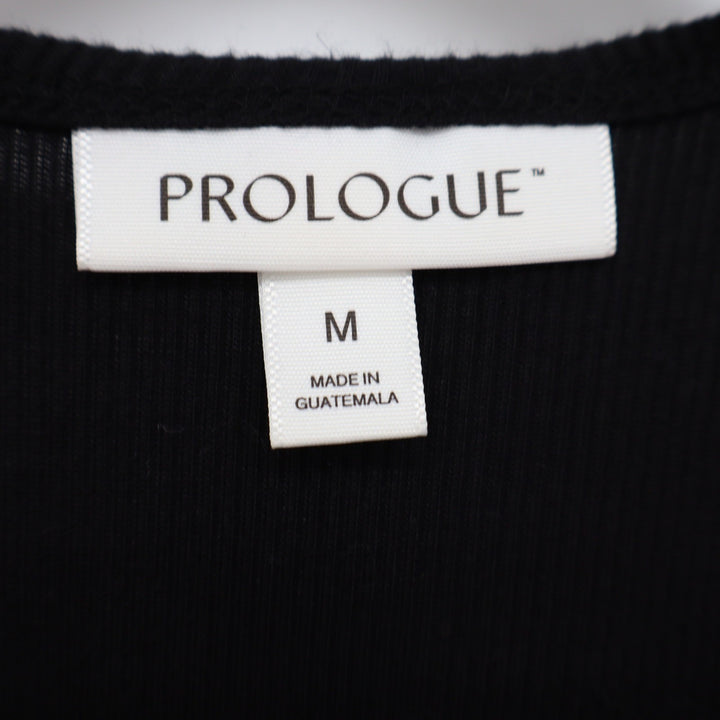 Prologue Womens Black Ribbed Tank Top High Neck Sleeveless Slim Fit Medium