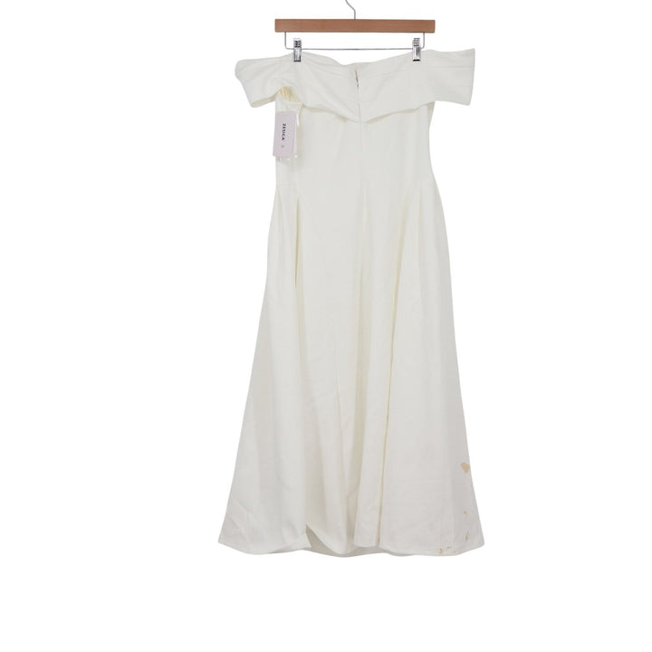 ZESICA White Off The Shoulder Midi Dress XL New With Stains