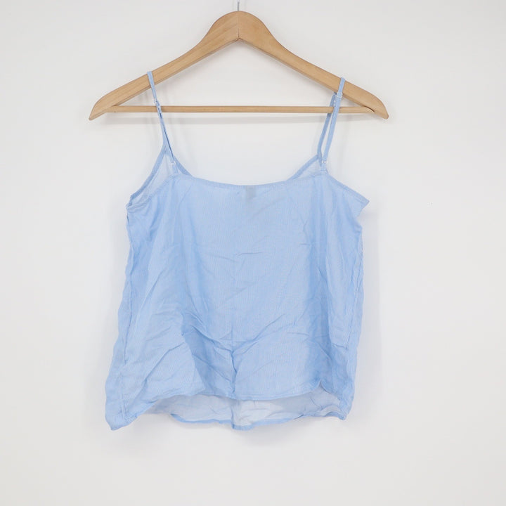 H&M Divided Blue White Pinstripe V-Neck Camisole Tank Top Size 2
