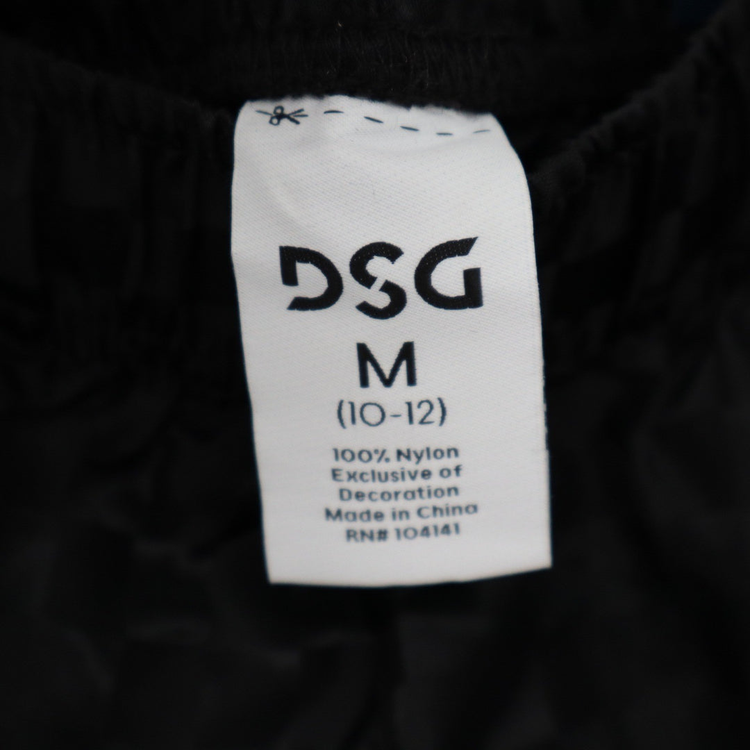 DSG Boys Medium 10-12 Woven Soccer Short Pure Black Checkerboard NEW