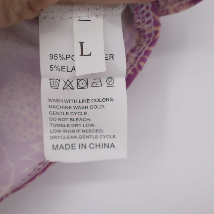 Purple Floral Ruffle Top Drawstring Back Size L