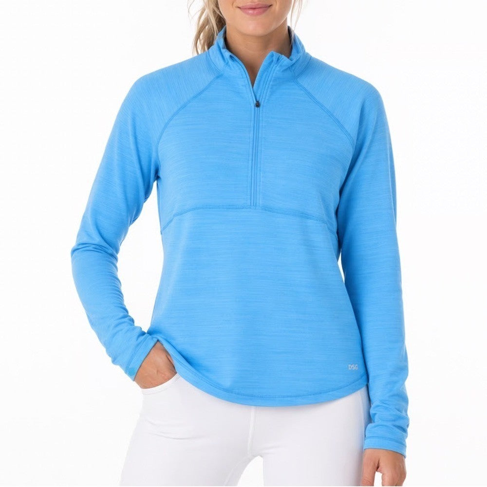 DSG Womens Movement 1/4 Zip Pullover Aqua Blue Heather Small NWT