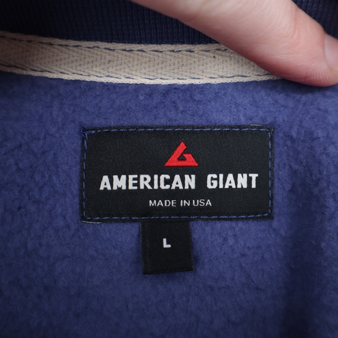 American Giant Midweight Sweatshirt Mens Large Blue Cotton Fleece Lined Pullover