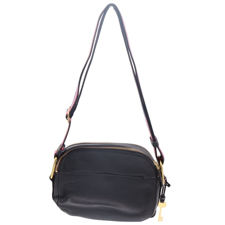 Fossil Elle Women's Handbag Black Leather Pockets Adjustable Strap Crossbody Bag