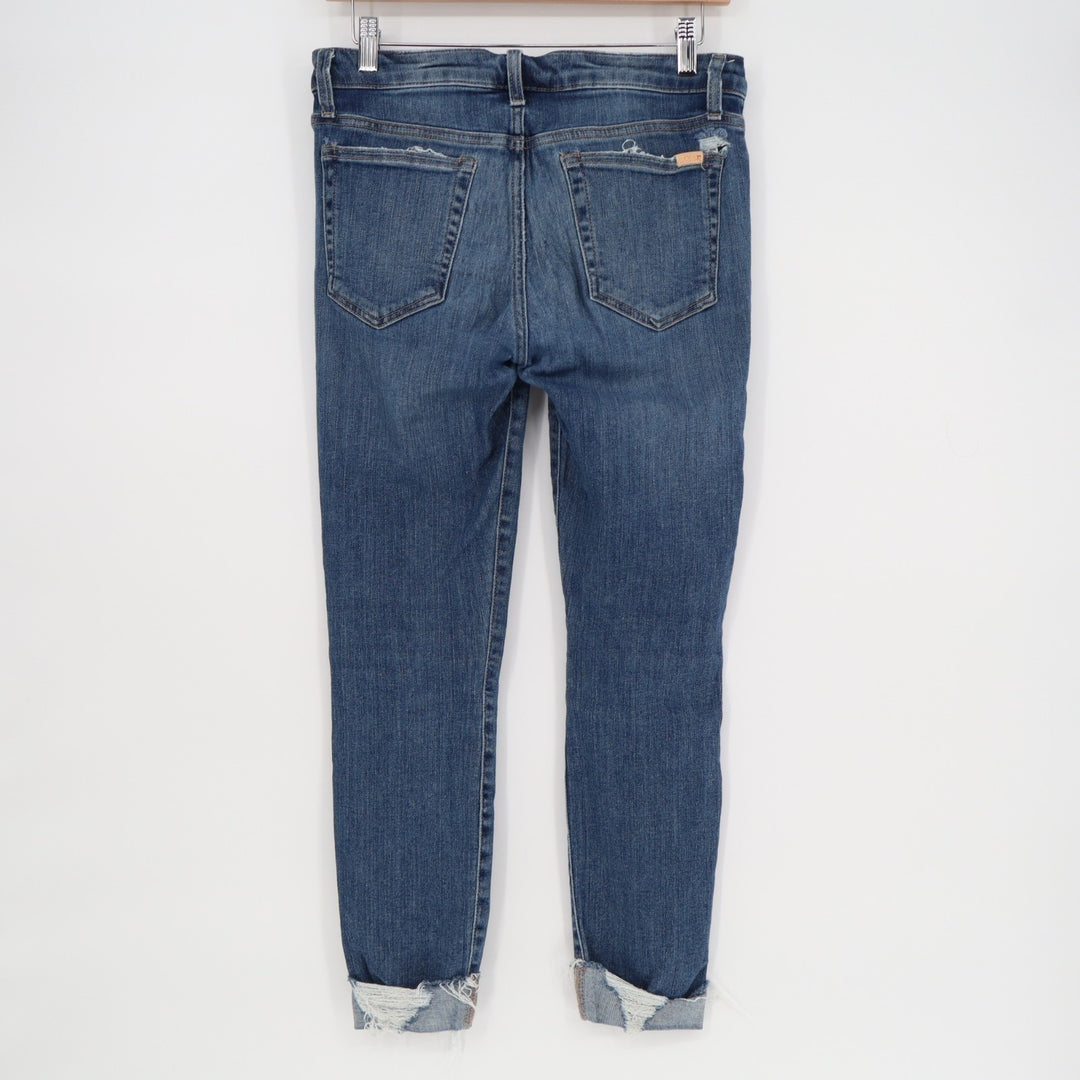 Joe's Jeans Womens 28 Blue Denim Cotton Stretch Distressed Hem High Rise Skinny