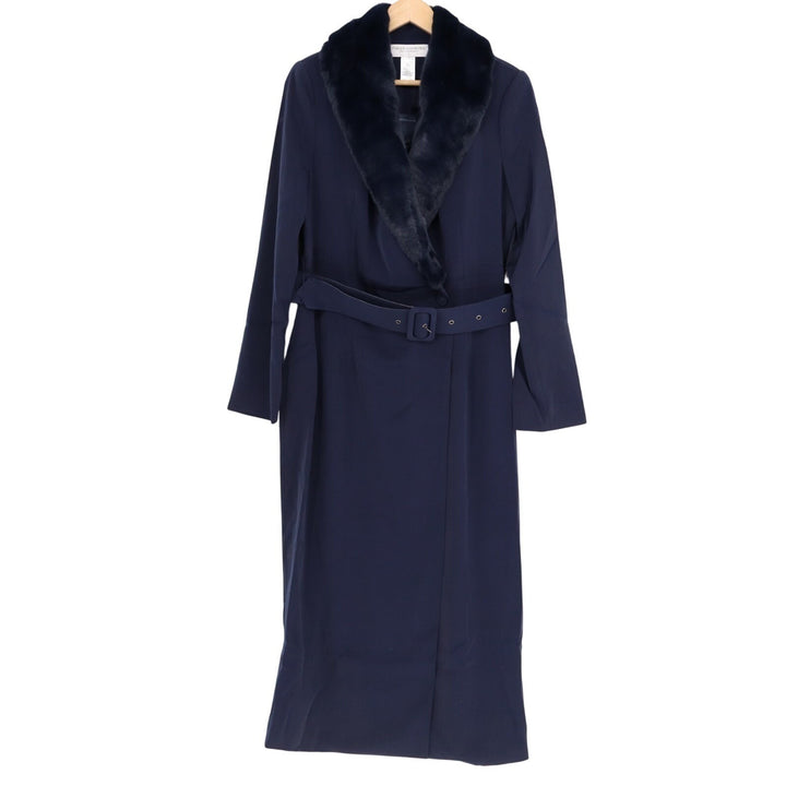 Naked Wardrobe The Statement Trench Coat Womens Large Navy Shawl Collar Stretch