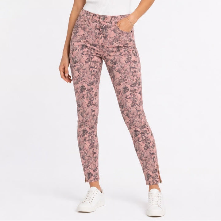 Bench Loudspeaker Zipper Skinny Jeans Pink Floral Butterfly Print Size 31