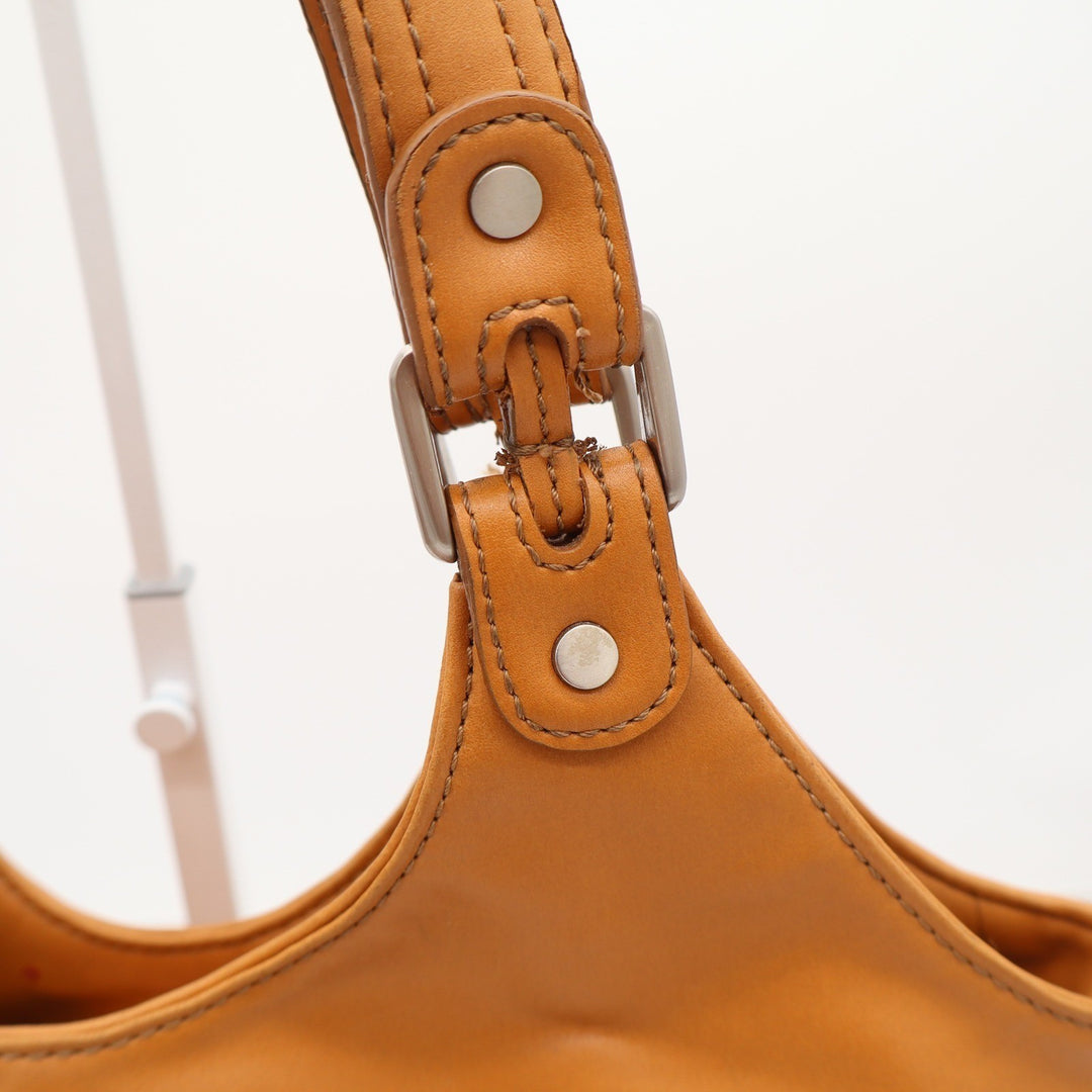 Nine West Shoulder Bag Womens Medium Tan Faux Leather Multi Pocket Satchel Good