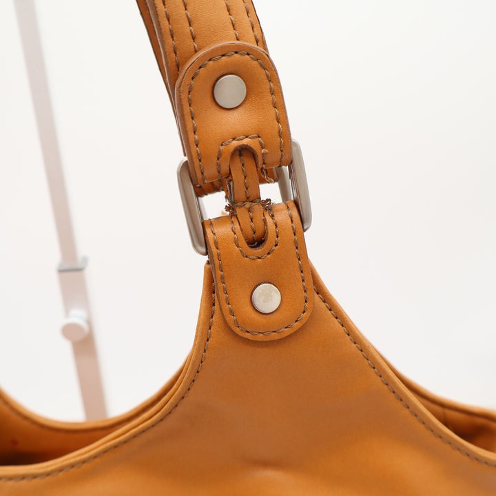 Nine West Shoulder Bag Womens Medium Tan Faux Leather Multi Pocket Satchel Good