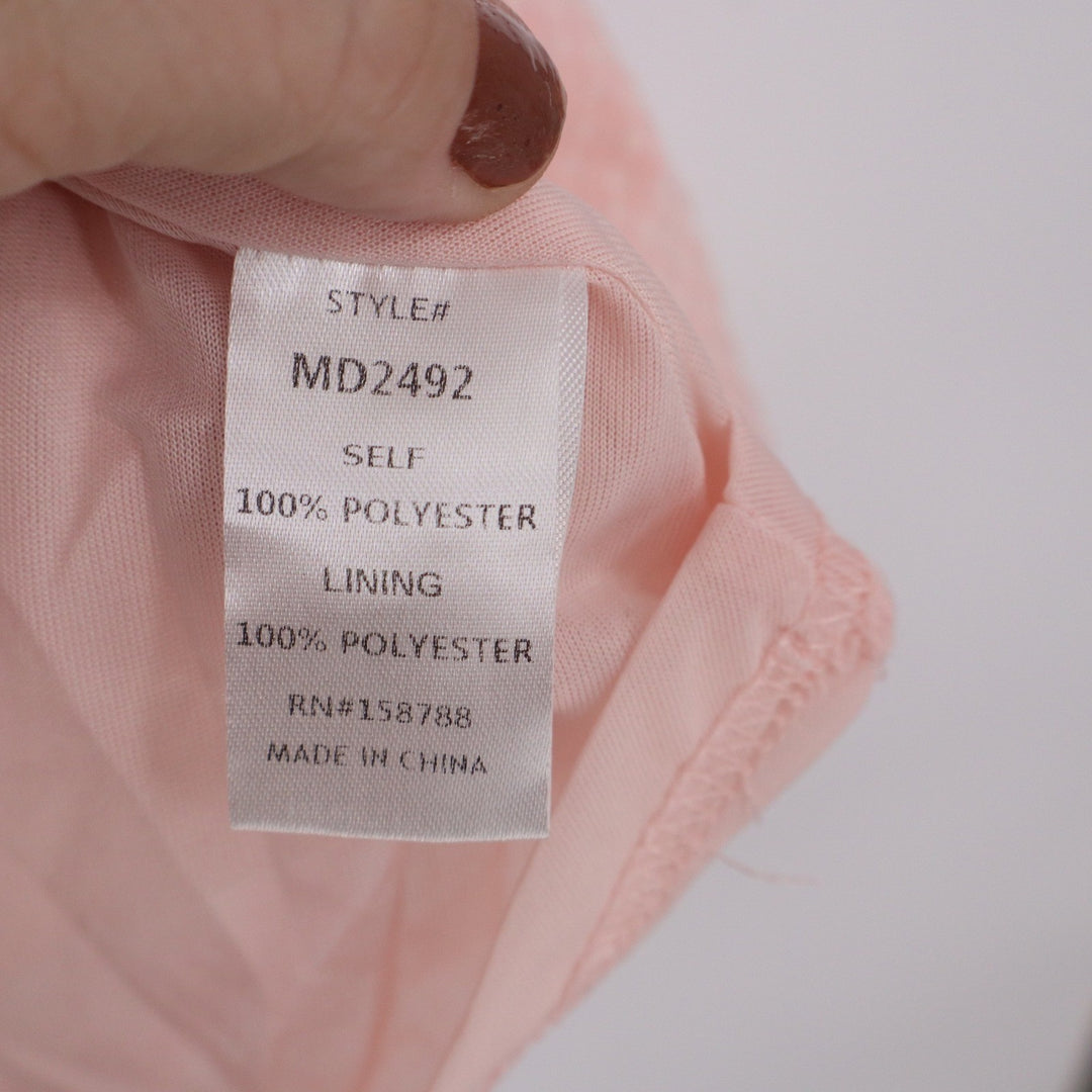 Mable Pink Textured Puff Sleeve Babydoll Mini Dress Square Neck Tie Back L