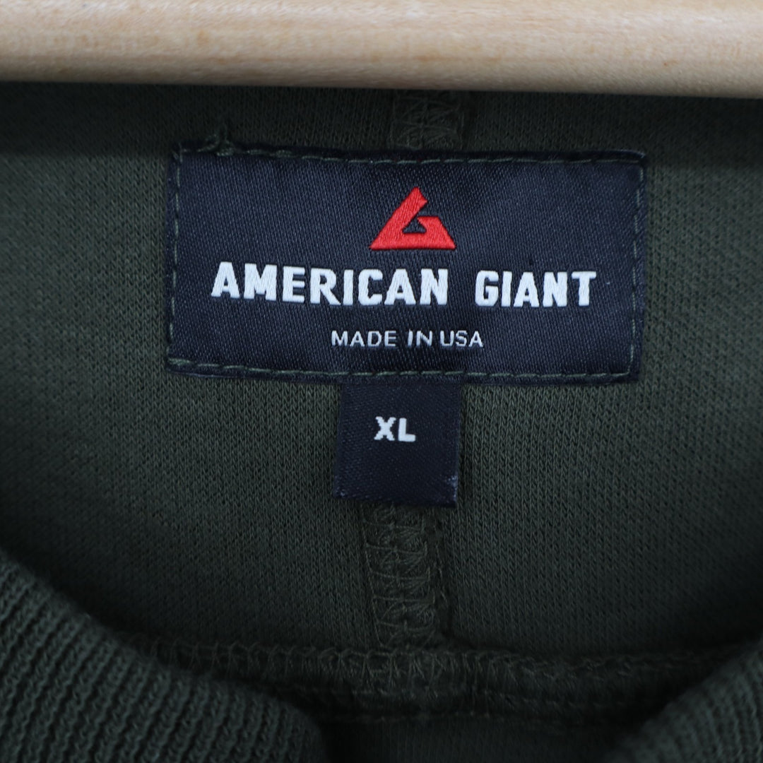 American Giant French T-Shirt Mens XL Olive Green Cotton Ribbed Henley Neck