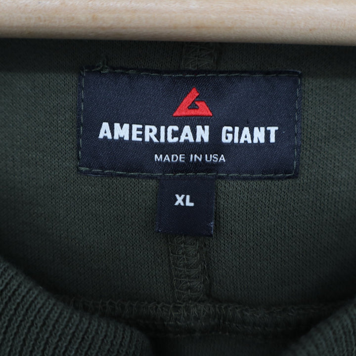 American Giant French T-Shirt Mens XL Olive Green Cotton Ribbed Henley Neck