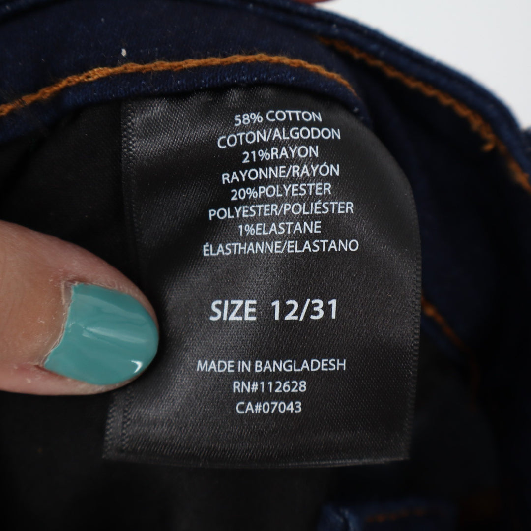 Tahari Jeans Womens 12/31 Blue Denim Cotton Stretch High Rise Pockets Skinny Leg