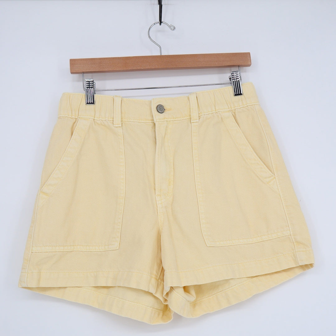 GAP Denim Yellow Utility Shorts High Rise Elastic Waist Womens Size Small Petite