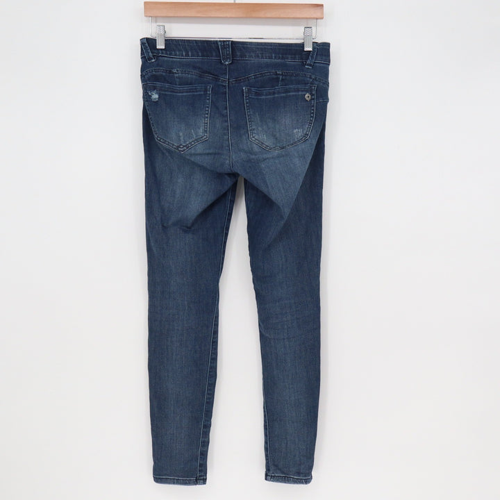 Democracy Jeans Womens 4 Ab"solution Skinny Blue Distressed Ripped Denim Good
