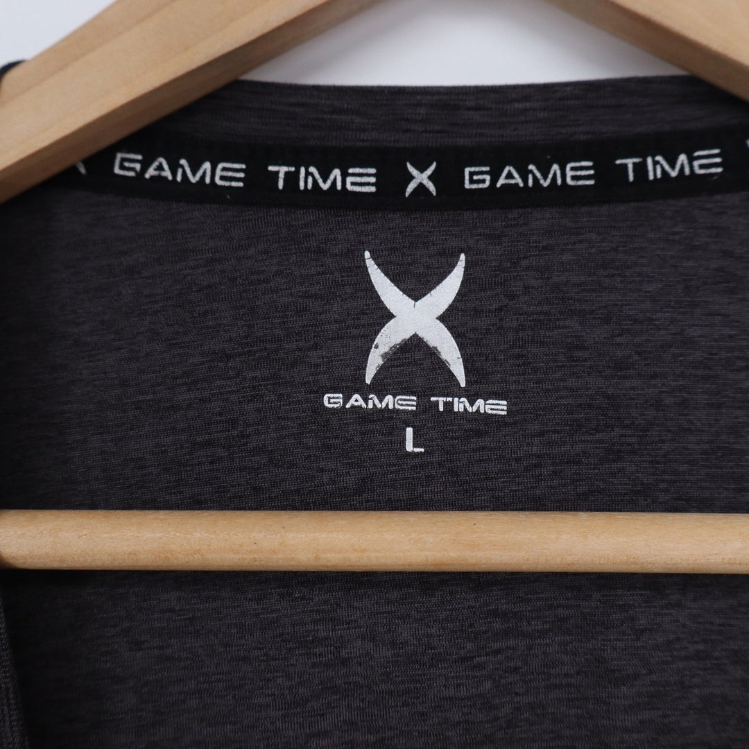 Game Time Mens Large Charcoal Grey Space Dye V-Neck Athletic Training T-Shirt