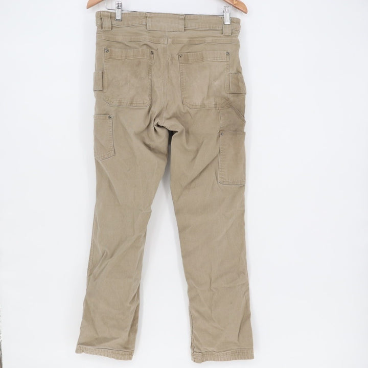 Duluth Trading Carpenter Pants Mens 32X32 Khaki Cotton Stretch Cargo Pockets
