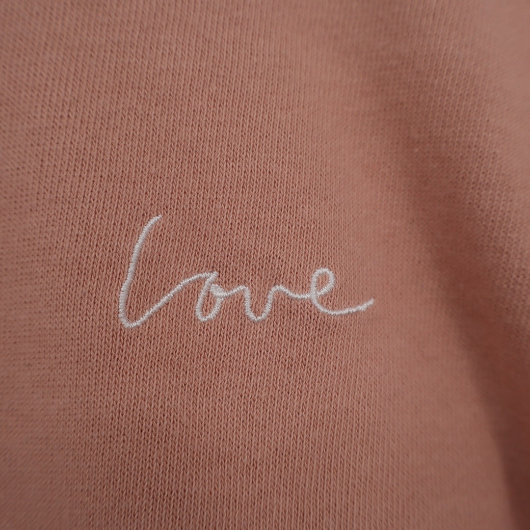 H&M Divided Sweatshirt Womens XL Pink Cotton Love Embroidered Crew Neck Pullover