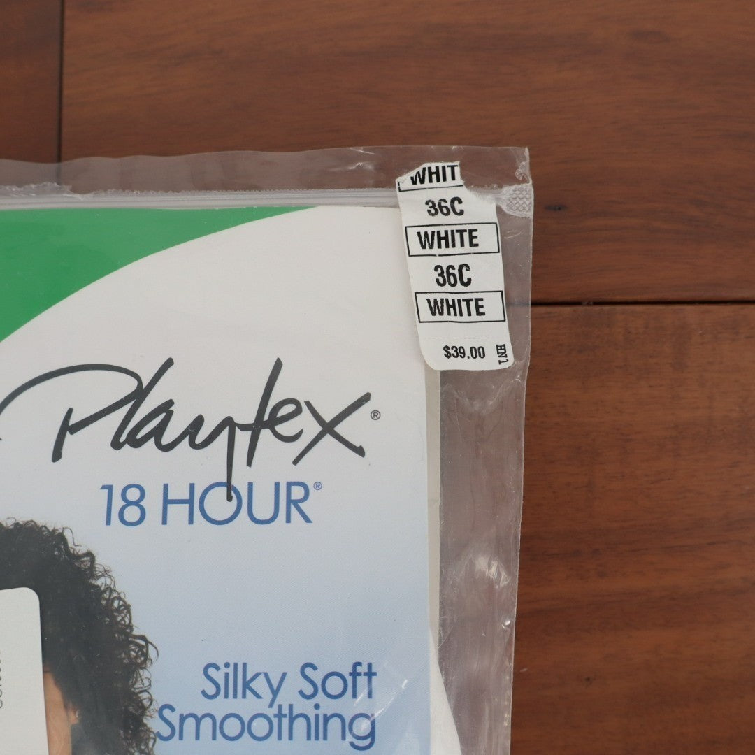 Playtex 18 Hour Sleek & Smooth Bra Womens 36C White Stretch Full Figure Wireless