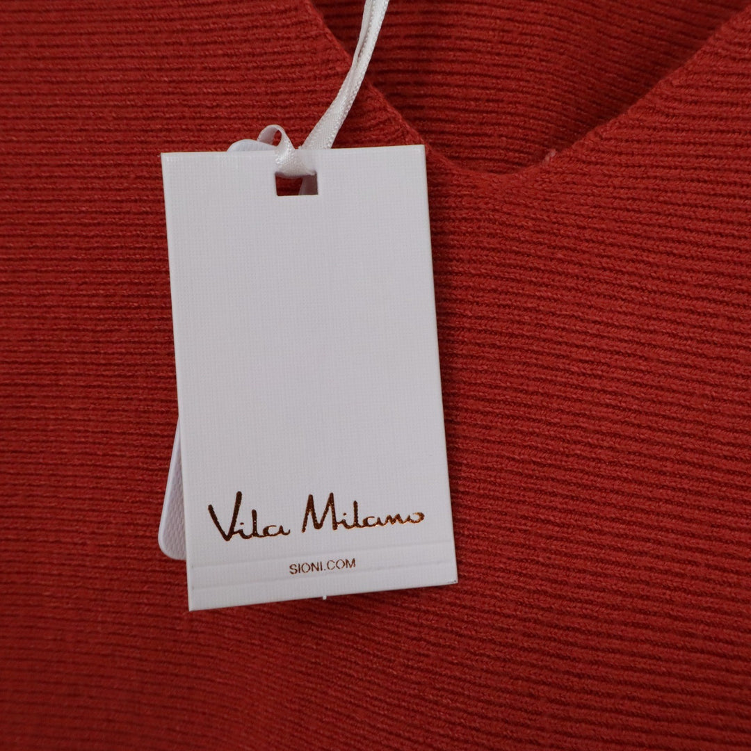 Vila Milano Smoked Paprika V-Neck Ribbed Dolman Sleeve Knit Sweater Large