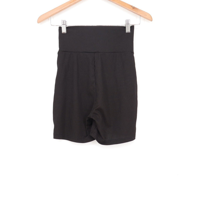 SHEIN Womens Black Ribbed High Waisted Biker Shorts Size S Small Activewear