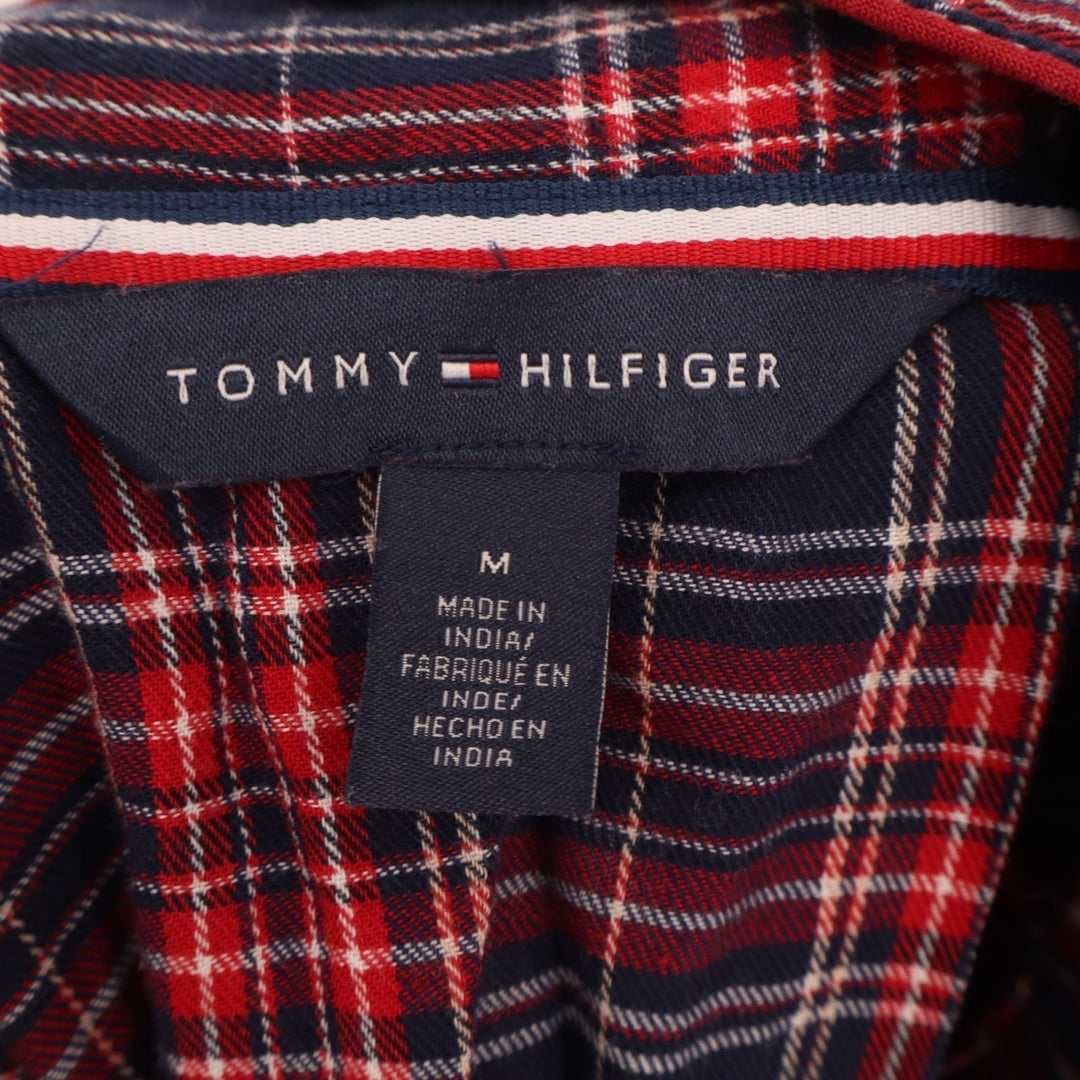 Tommy Hilfiger 2 Piece Flannel Pajama Set Womens Medium Red Blue Plaid Cotton