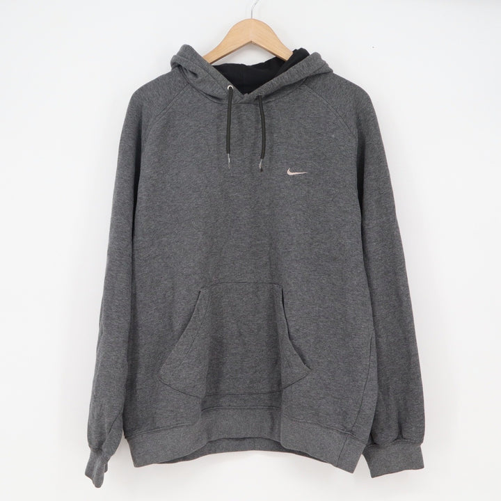 Nike Mens Pullover Hoodie Charcoal Grey Embroidered Swoosh Fleece Large