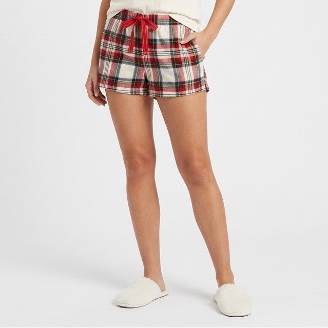 Old navy Flannel Pajama Shorts Womens Large Multi Plaid Cotton Drawstring Waist