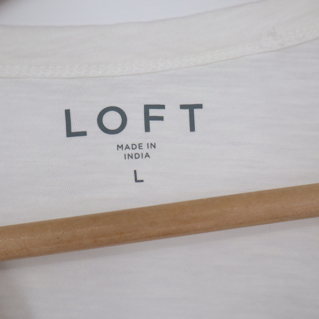 LOFT T-Shirt Womens L Graphic Ice Cream Popsicle White Short Sleeve Excellent