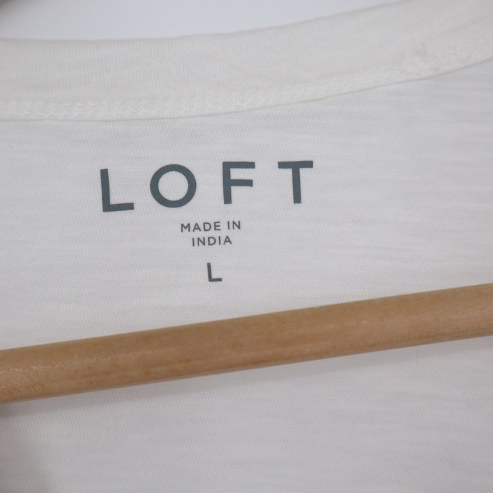 LOFT T-Shirt Womens L Graphic Ice Cream Popsicle White Short Sleeve Excellent