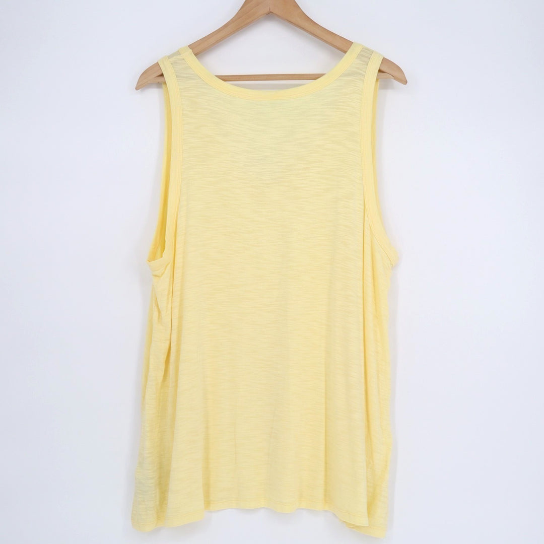 Old Navy Luxe Tank Top Womens XL Yellow Stretch Wide Strap Slub Knit Scoop Neck