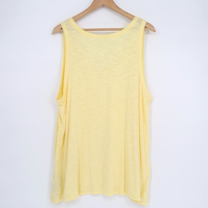 Old Navy Luxe Tank Top Womens XL Yellow Stretch Wide Strap Slub Knit Scoop Neck
