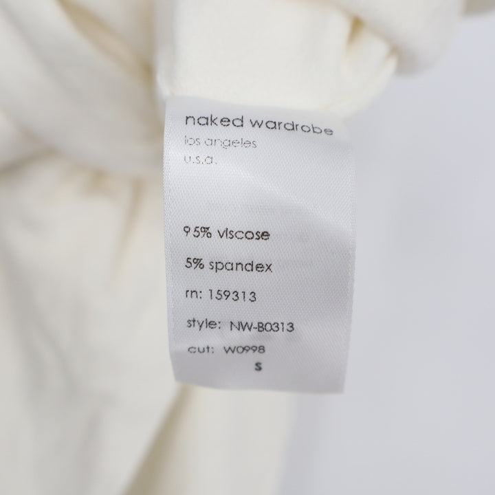 Naked Wardrobe Cream White Turtleneck Long Sleeve Bodysuit Small