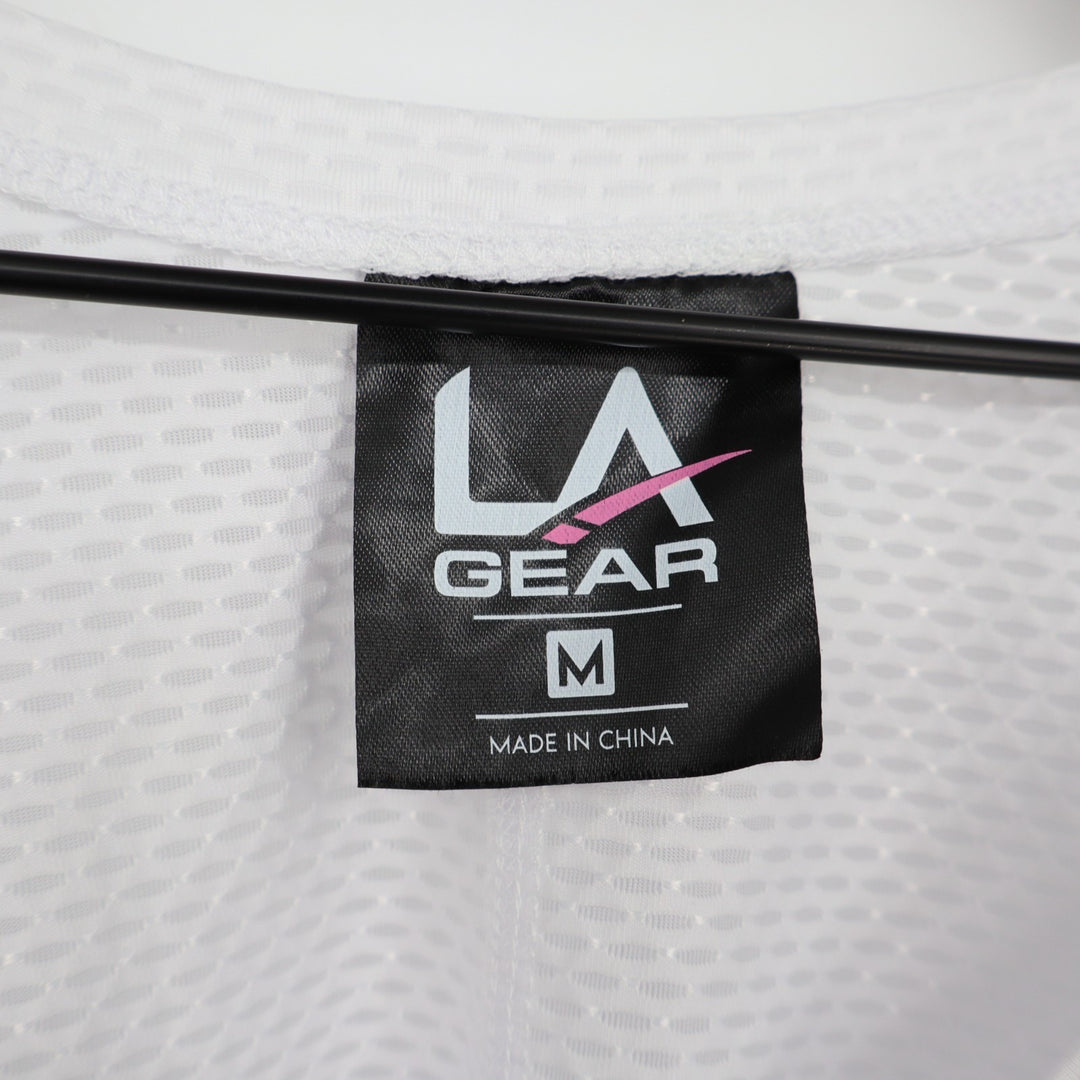 LA GEAR Crop Tank Top Women's Medium White Stretch Mesh Round Neck Pullover