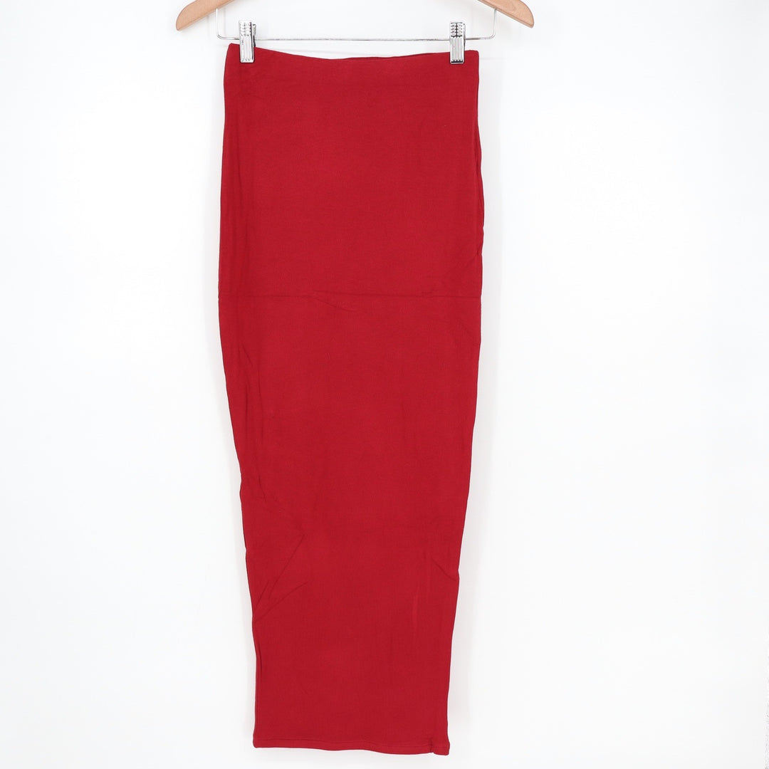 Naked Wardrobe Red Bodycon Maxi Skirt High Waisted Size M